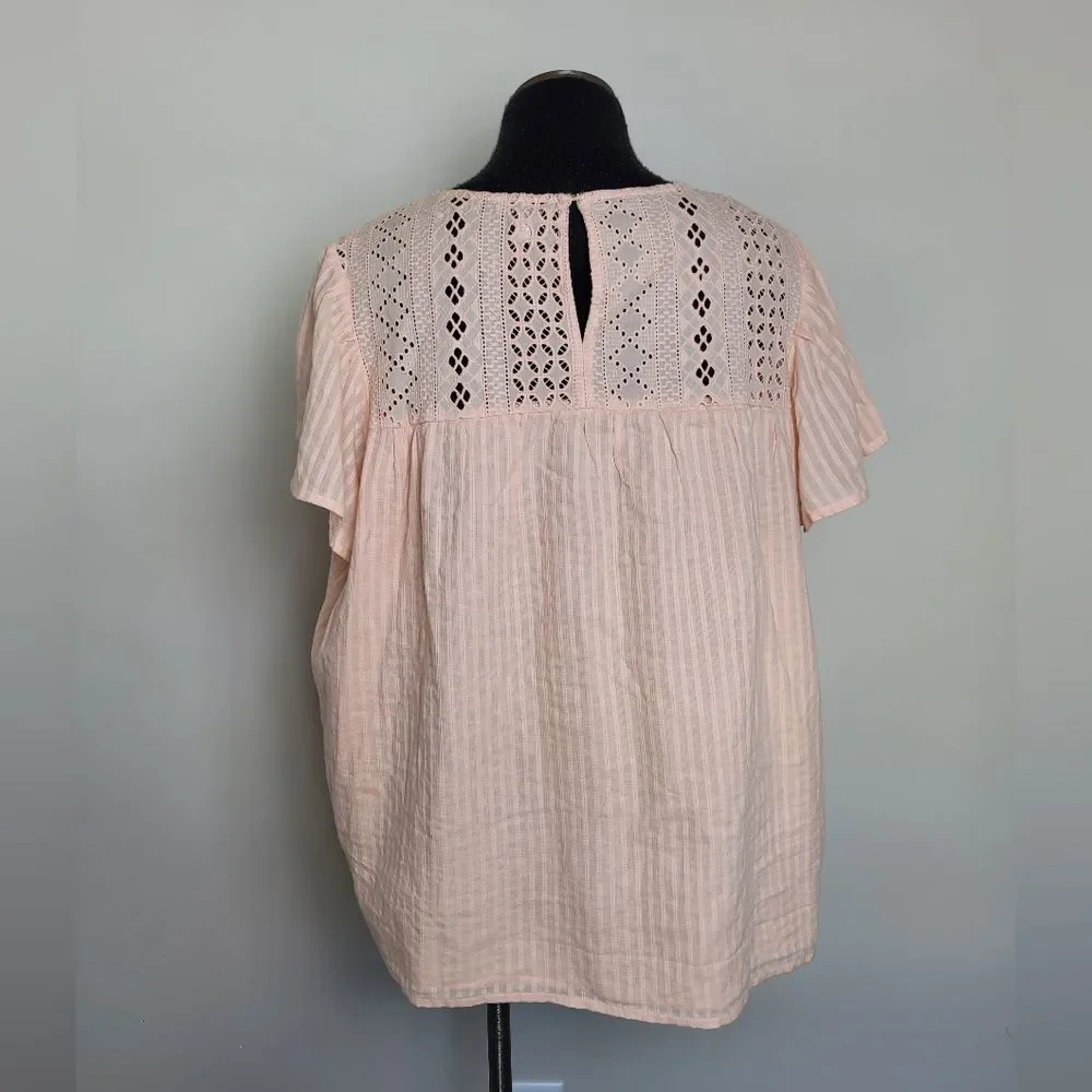 Ella Moss Pink Blouse Top Plus Size XXL Lace Cottagecore Flounce Romantic Girly - Picture 4 of 12